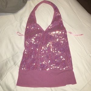 The limited pink sequin halter top